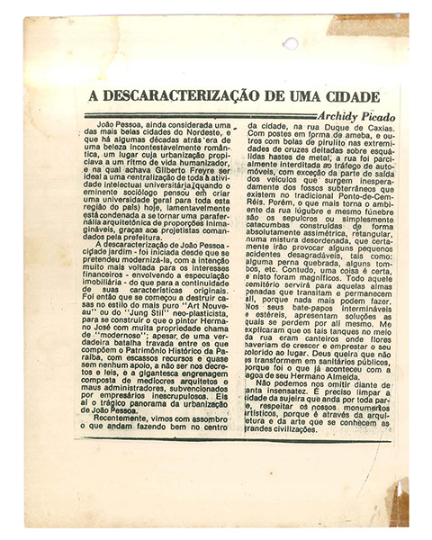 A Descaracterização De Uma Cidade