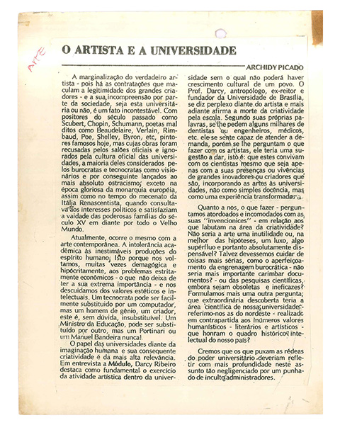 O Artista E A Universidade
