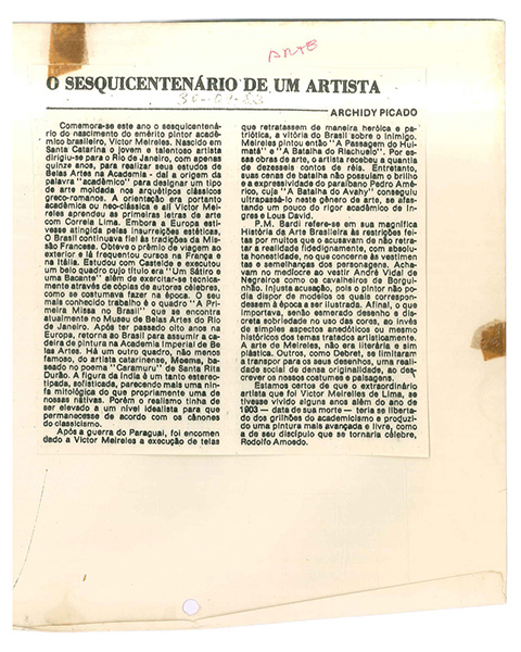 O Sesquicentenario De Um Artista